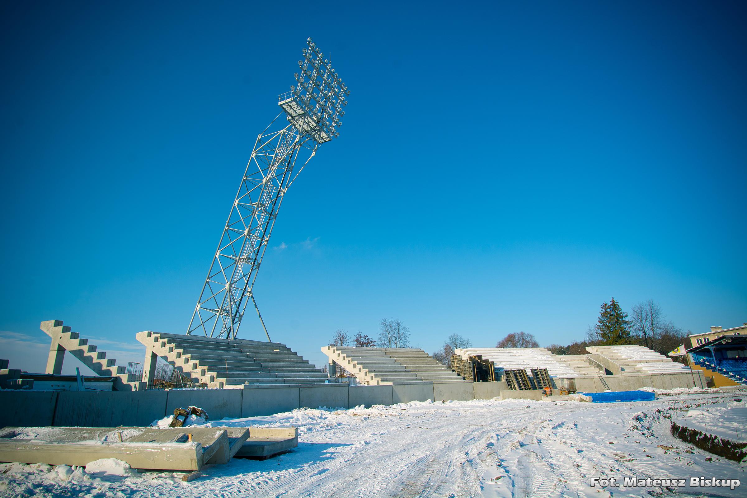 Stadion CELLFAST WILKÓW Krosno w zimowej scenerii (zdjęcia)